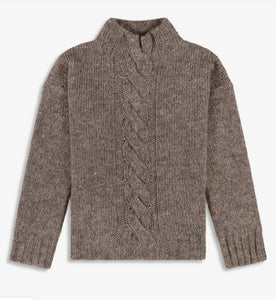 Maglia Collo Alto Con Treccia e Micropaillettes