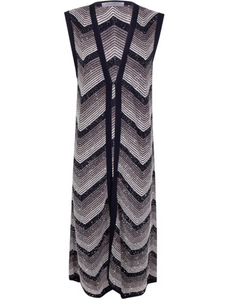 Gilet Lungo a Righe con Micro Paillettes