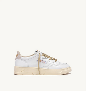 SNEAKERS MEDALIST LOW IN PELLE BIANCA E DETTAGLI LUREX ORO