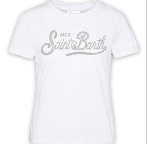 T-shirt mezza manica con strass
