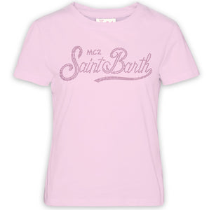 T-shirt mezza manica con strass