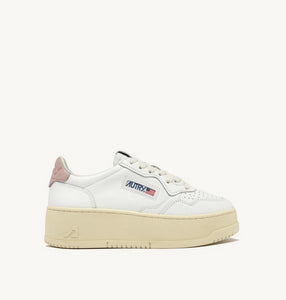 SNEAKERS MEDALIST PLATFORM IN PELLE COLORE BIANCO E POWDER PINK