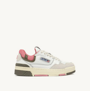 SNEAKERS CLC LOW IN PELLE E SUEDE COLORE BIANCO E GERANIUM