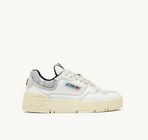 SNEAKERS CLC LOW IN PELLE BIANCA E SUEDE SILVER