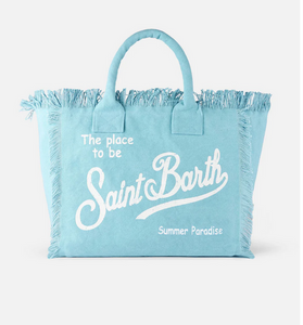 Borsa a spalla Vanity in canvas di cotone azzurro