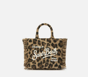 Borsa a mano Vanity Mini Felt in misto lana leopardata